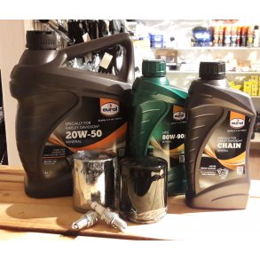 4 L Eurol Harley Davidson MC olie incl. Gearolie og Primr olie, Oliefilter og Tndrr
