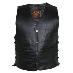 MC Ldervest med Trykknapper - Snrer i Siderne for Udvidelse