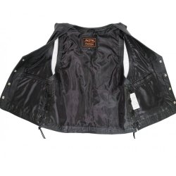 MC Ldervest med Trykknapper - Snrer i Siderne for Udvidelse