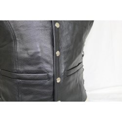 MC Ldervest med Trykknapper - Snrer i Siderne for Udvidelse