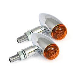 Micro Bullet 12V Halogen MC Blinklys - Chrom uden Riller