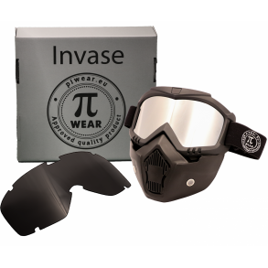 PiWear MC Motorbrille /Maske INVASE Kit Spejl og Smoke