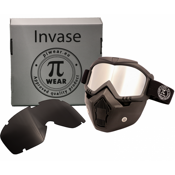 PiWear MC Motorbrille /Maske INVASE Kit Spejl og Smoke